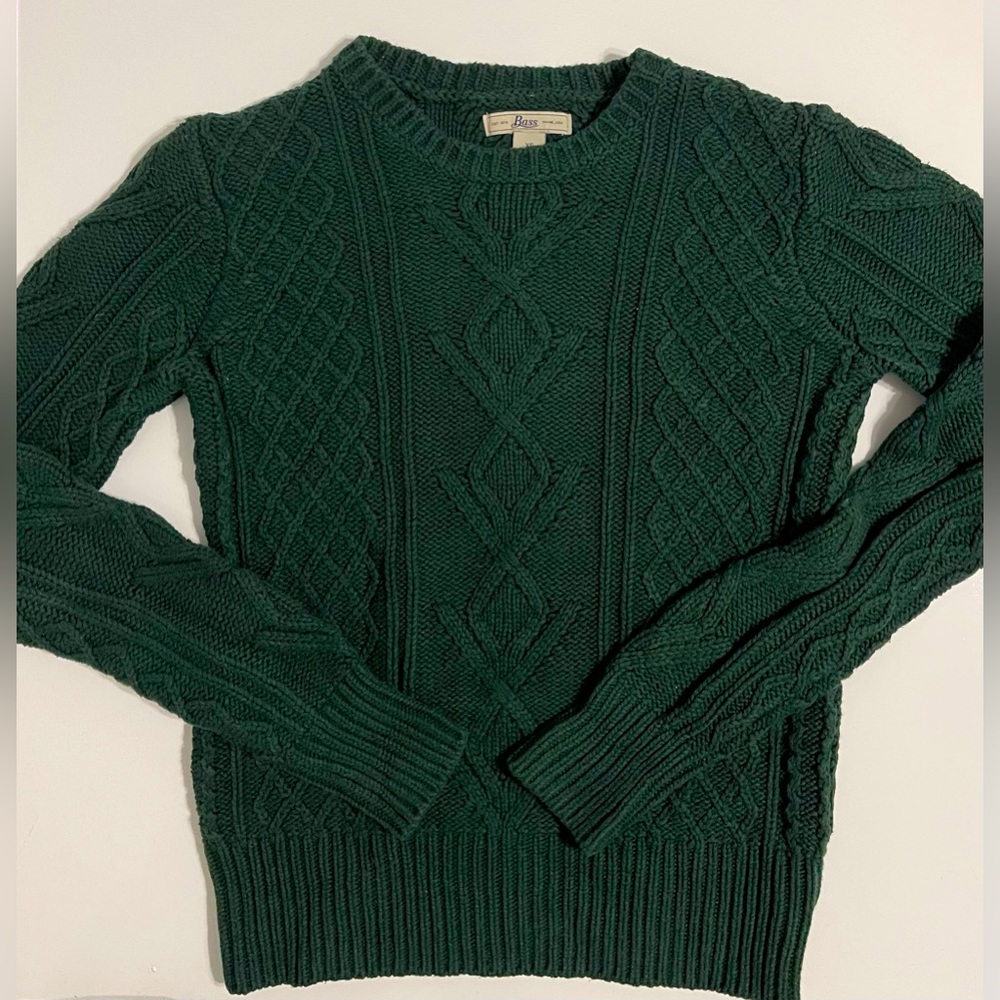 Women’s G. H. Bass Woven Hunter Green Sweater, Sz XS